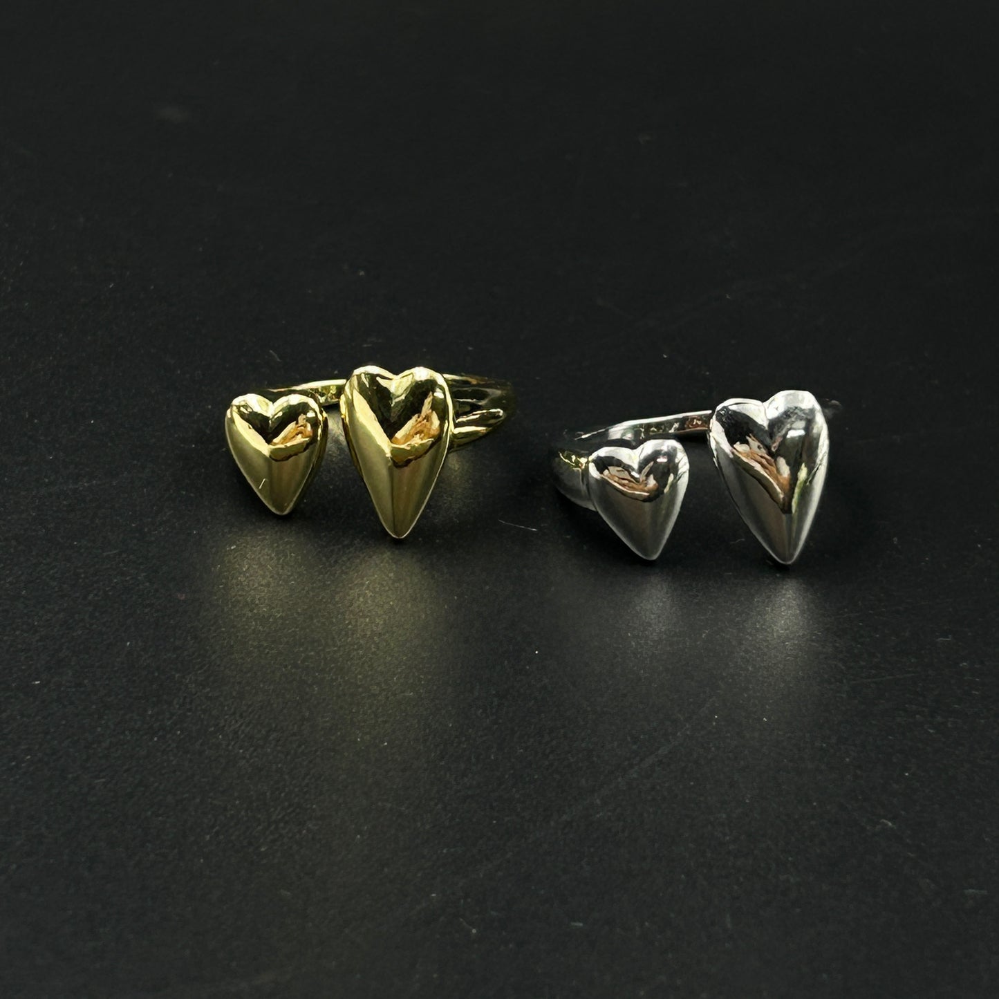 Two Heart Ring 18k White Gold Plated