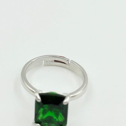 Women’s Green Diamond Ring 18k White Gold Plated