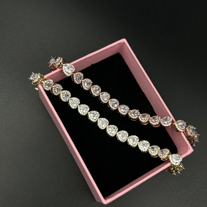 Diamond Heart 18k Gold Plated Bracelet