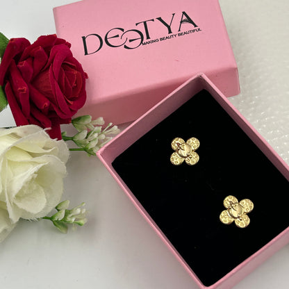 Minimal Flower Earrings 18K Yellow Gold Plated