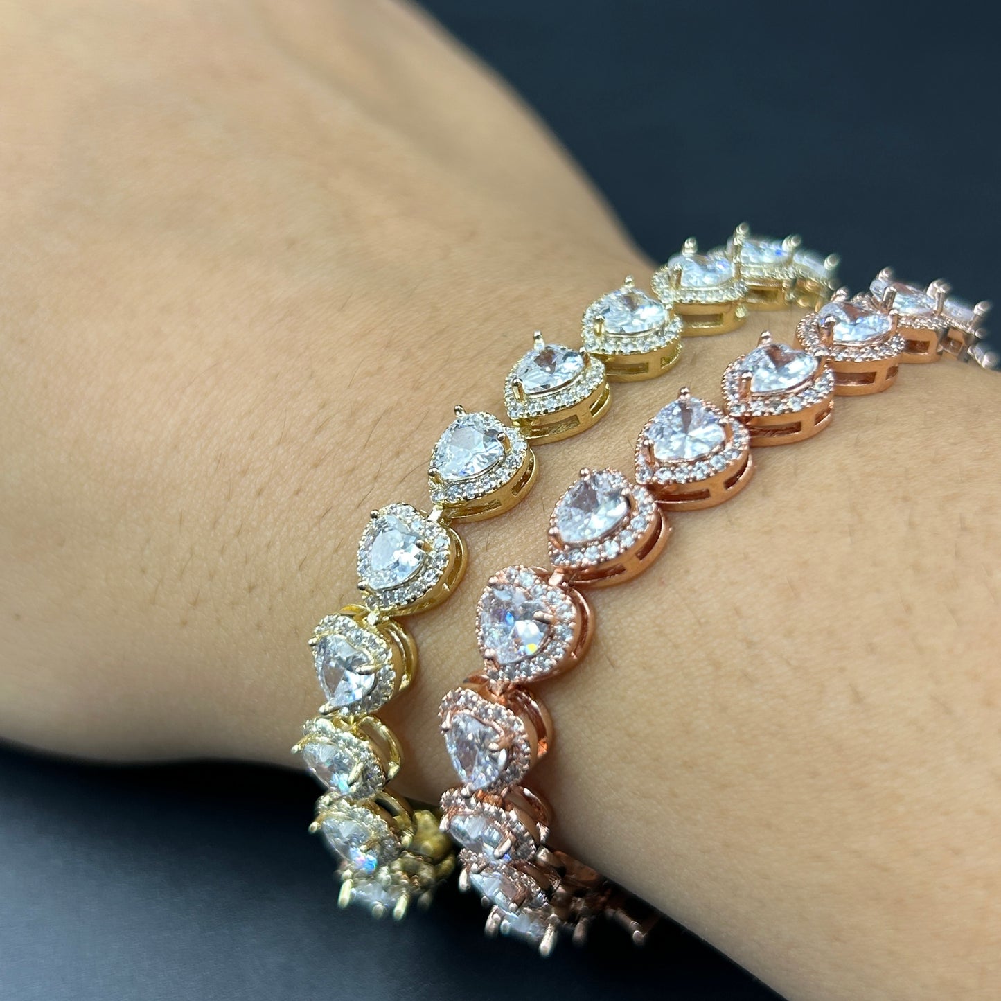 Diamond Heart 18k Gold Plated Bracelet