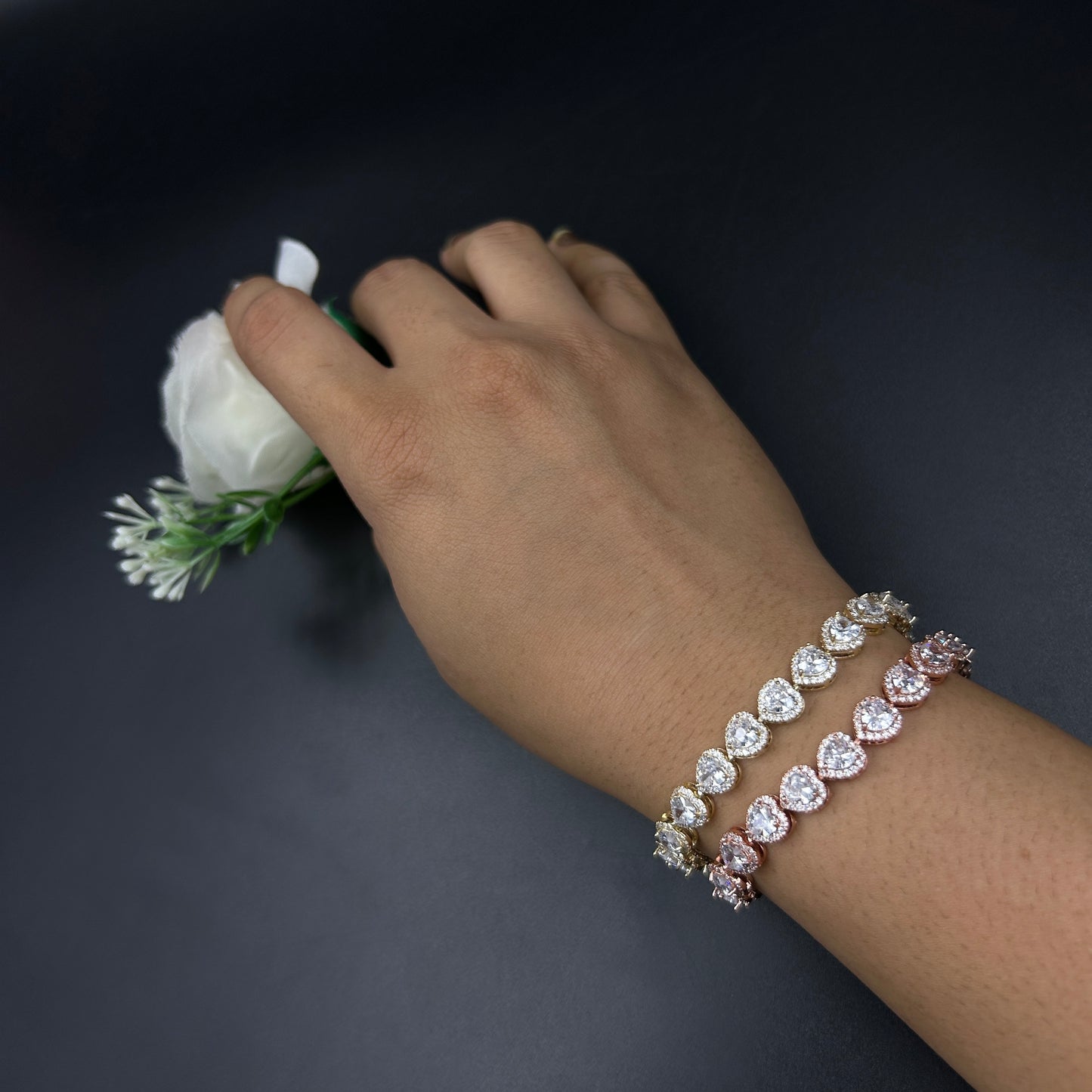 Diamond Heart 18k Gold Plated Bracelet