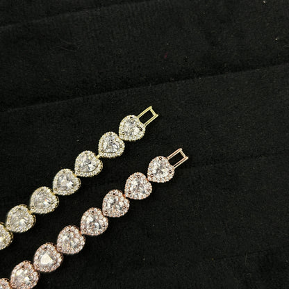 Diamond Heart 18k Gold Plated Bracelet