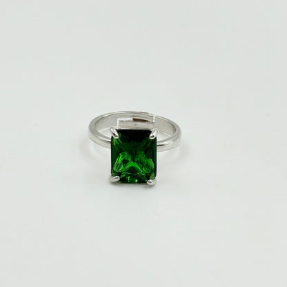 Women’s Green Diamond Ring 18k White Gold Plated
