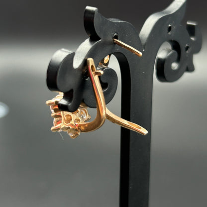 Rose Gold Floral Earring - Silver Zircon Earrings