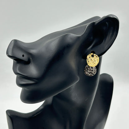 18K Gold Plated Two tone dangle earrings