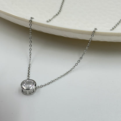 18k Gold Plated Women's Minimal Pendant Bezel Round