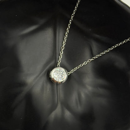 18k Gold Plated Women's Minimal Pendant Bezel Round