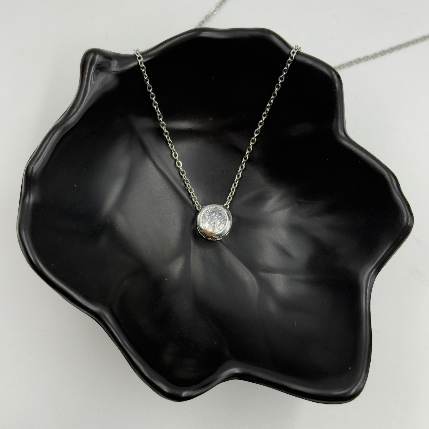 18k Gold Plated Women's Minimal Pendant Bezel Round