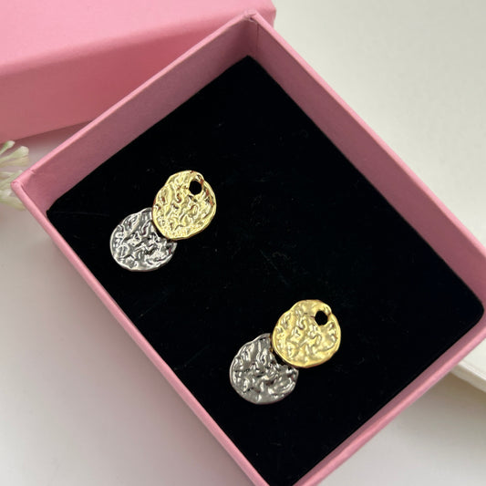 18K Gold Plated Two tone dangle earrings