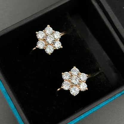 Rose Gold Floral Earring - Silver Zircon Earrings