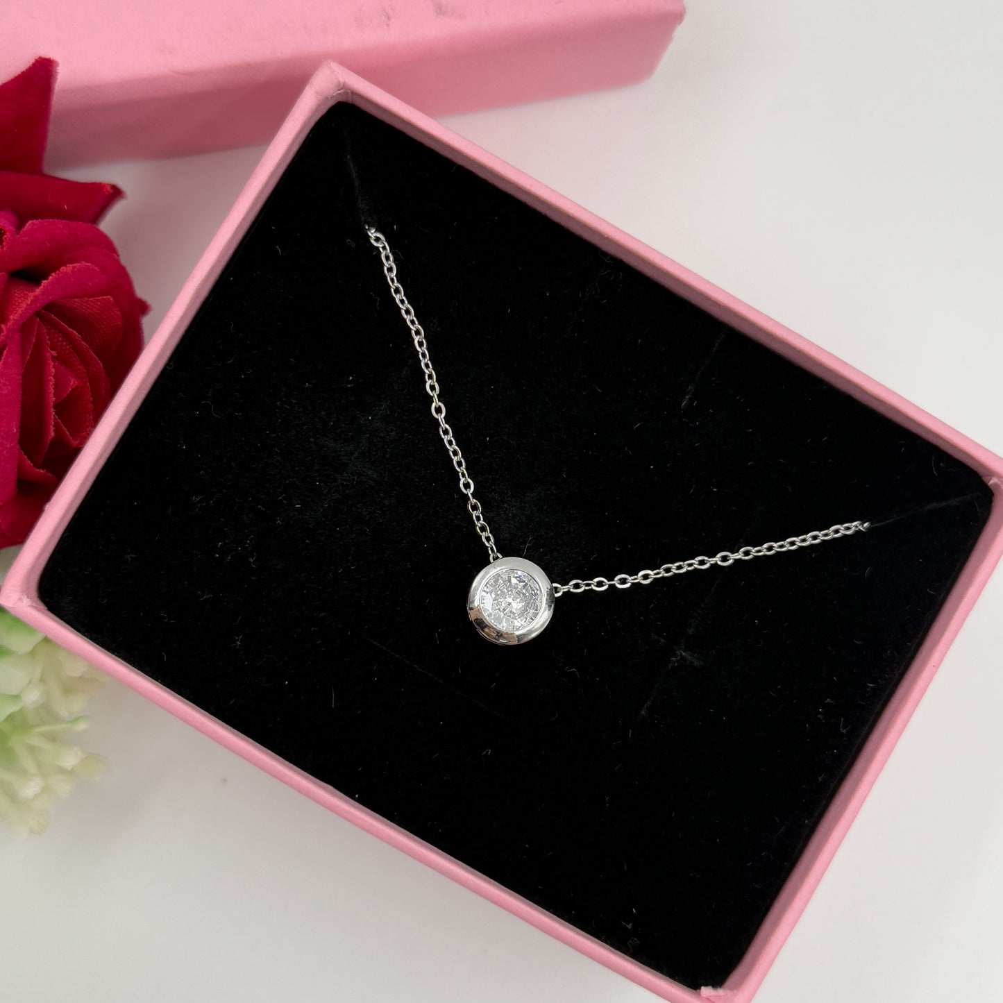 18k Gold Plated Women's Minimal Pendant Bezel Round