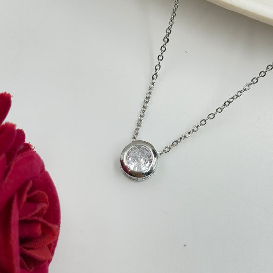 18k Gold Plated Women's Minimal Pendant Bezel Round