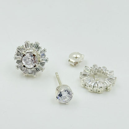 Pure Silver 2 in 1 Earrings - Stud Earrings, Flower Earrings for Women