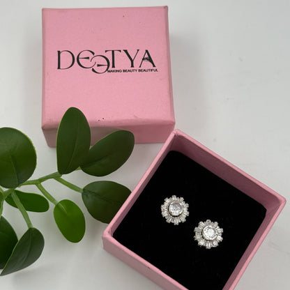 Pure Silver 2 in 1 Earrings - Stud Earrings, Flower Earrings for Women