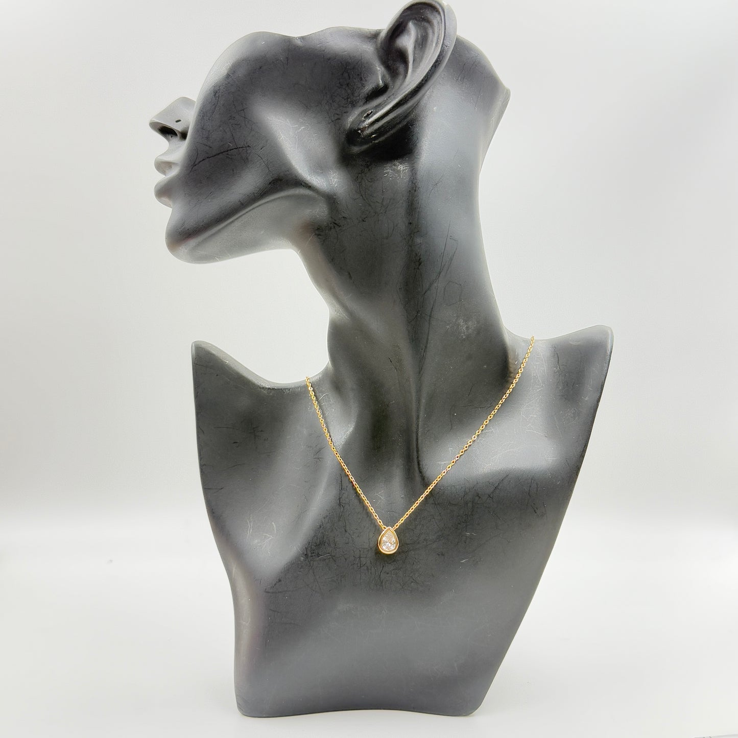 18k Gold Plated Women's Minimal Pendant Bezel Pear