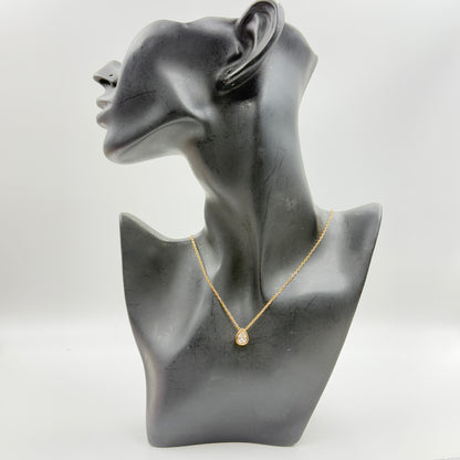 18k Gold Plated Women's Minimal Pendant Bezel Pear