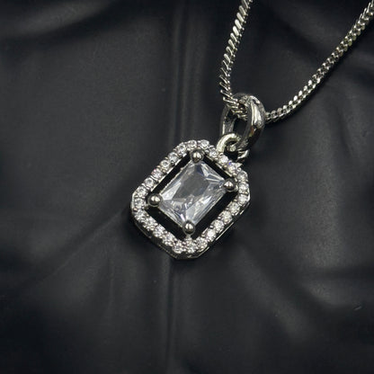 Rectangular Shape Pendant and Earrings Set - 18K Gold Plated Necklace Set