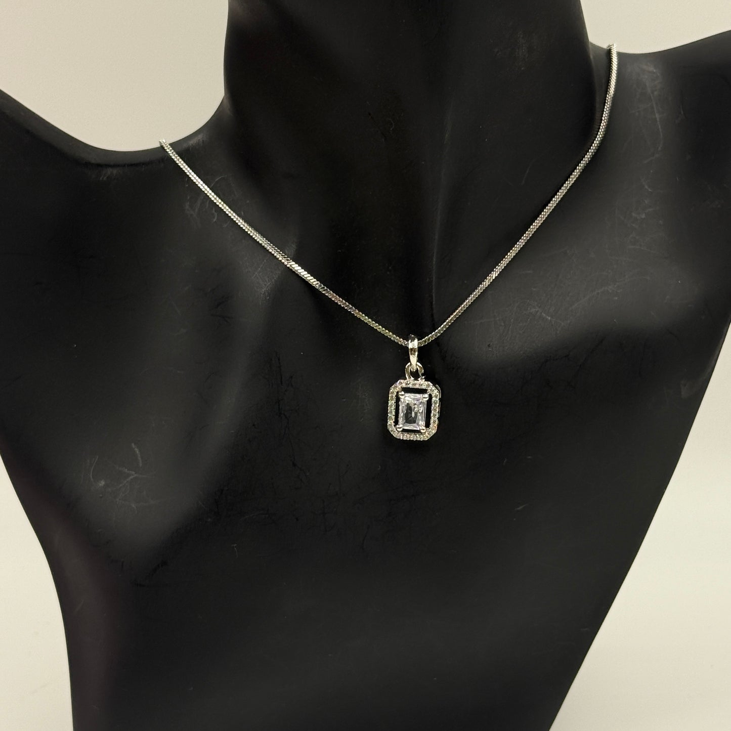 Rectangular Shape Pendant and Earrings Set - 18K Gold Plated Necklace Set