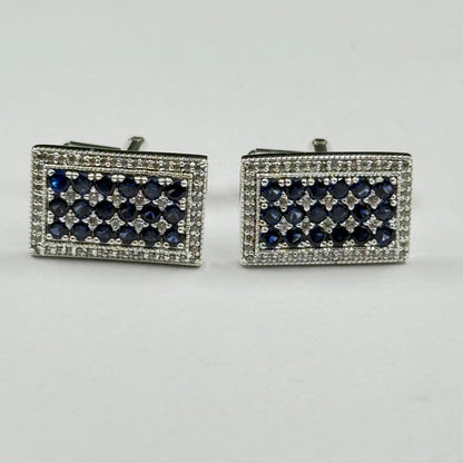 Silver Cufflink - Blue Sapphire Cuffkink for Men