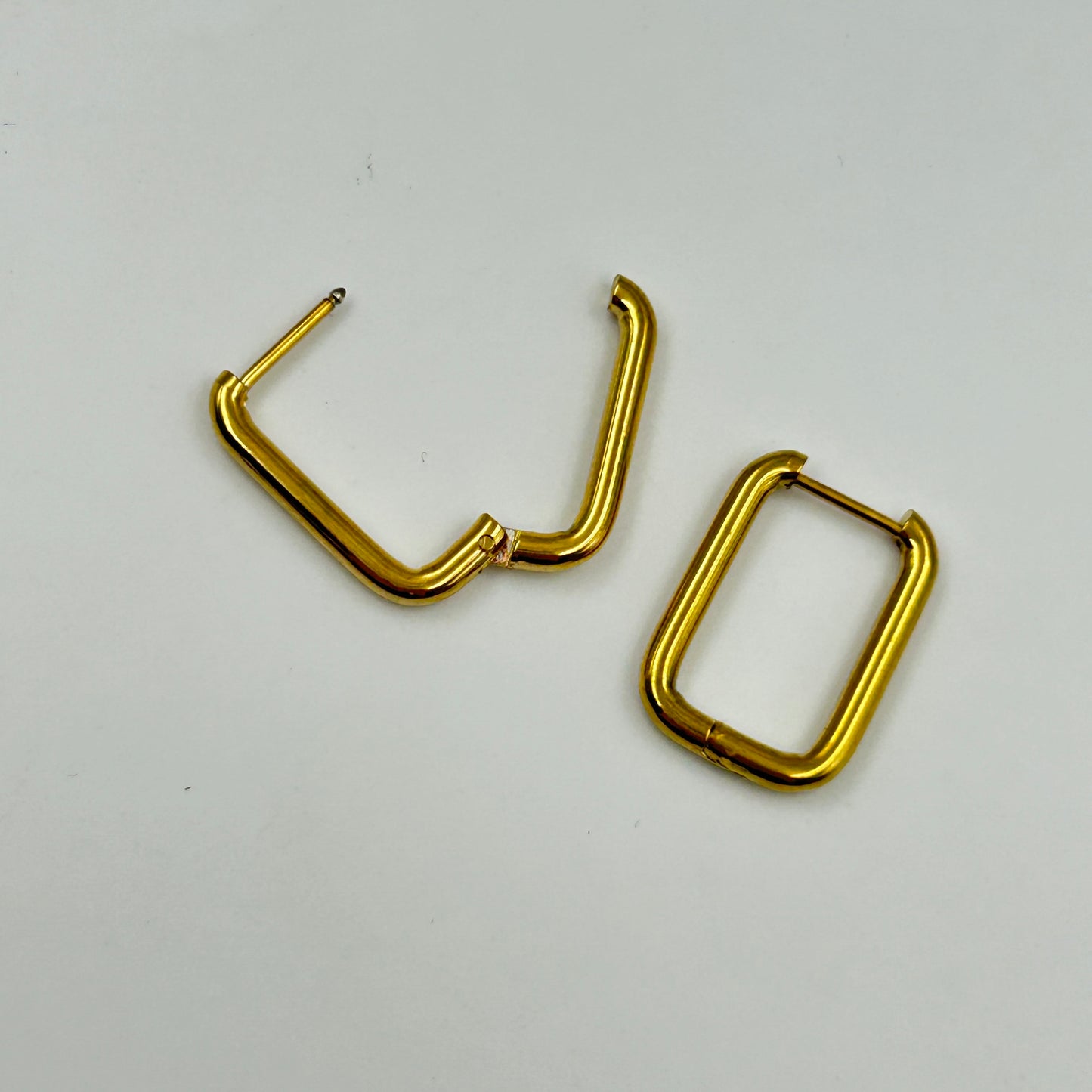 18K Gold Plated Minimal Rectangular Hoop earrings