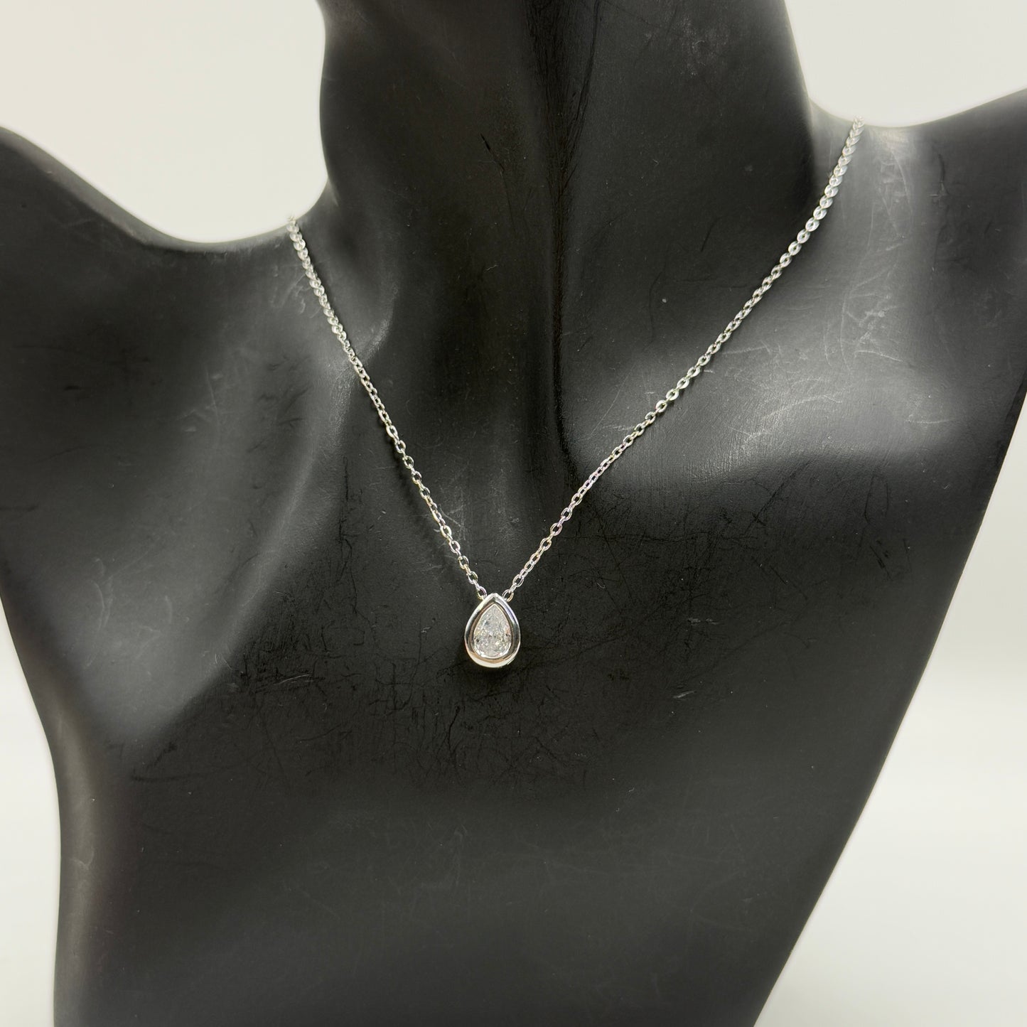 18k Gold Plated Women's Minimal Pendant Bezel Pear