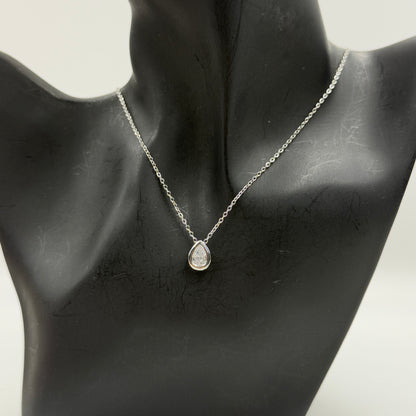 18k Gold Plated Women's Minimal Pendant Bezel Pear