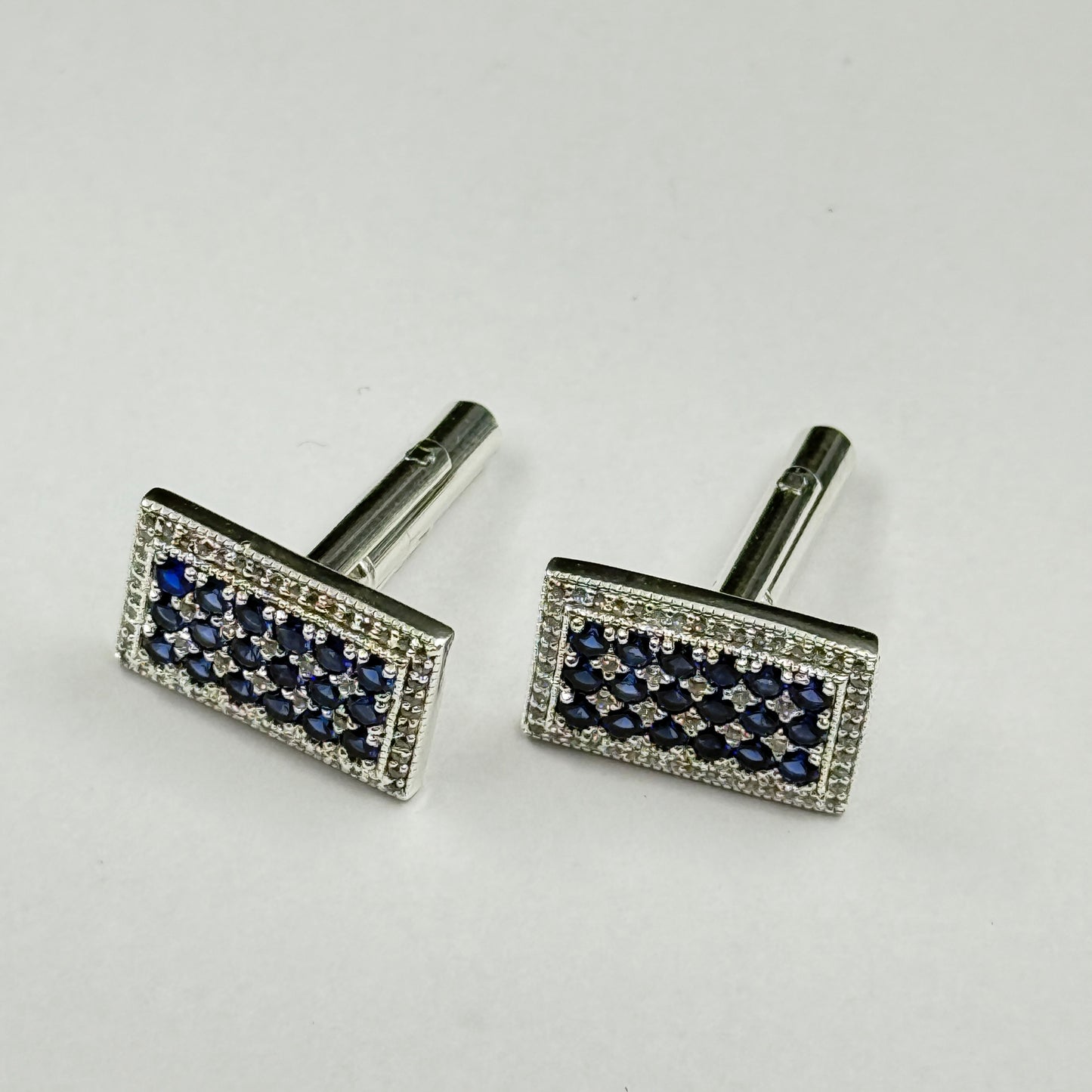 Silver Cufflink - Blue Sapphire Cuffkink for Men