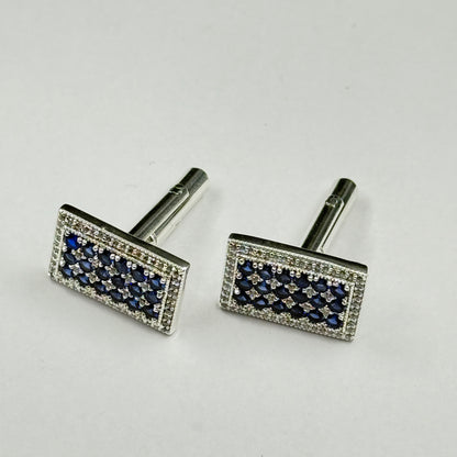 Silver Cufflink - Blue Sapphire Cuffkink for Men
