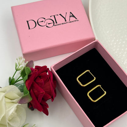 18K Gold Plated Minimal Rectangular Hoop earrings