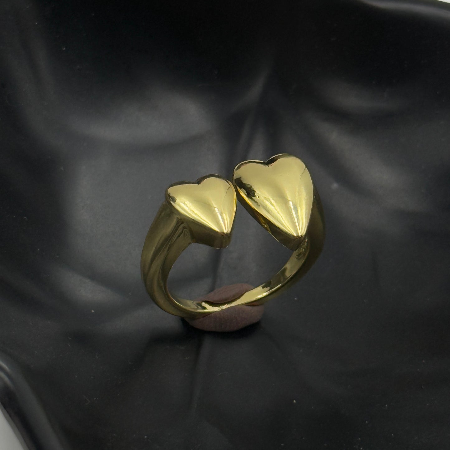 Two Heart Ring 18k White Gold Plated