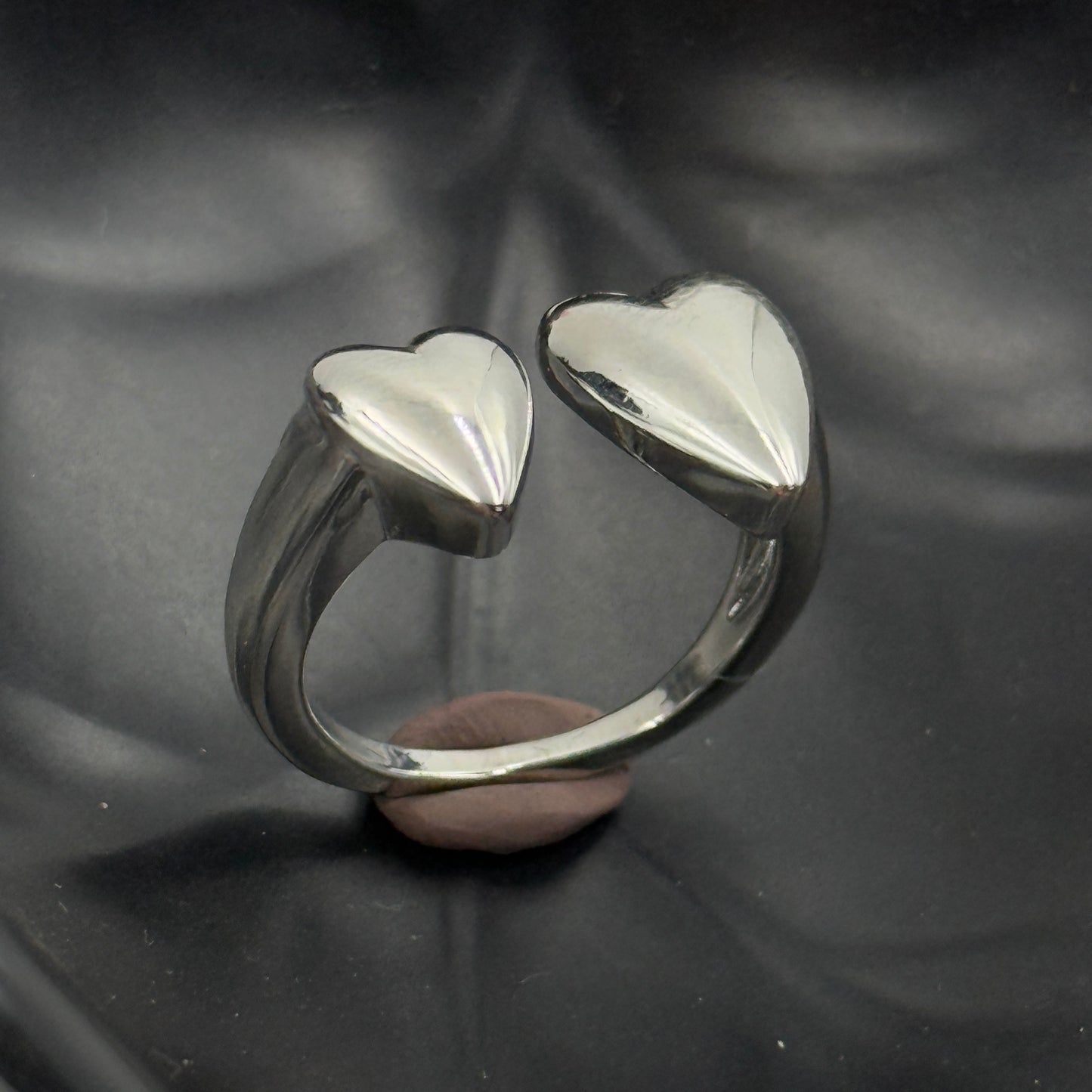 Two Heart Ring 18k White Gold Plated