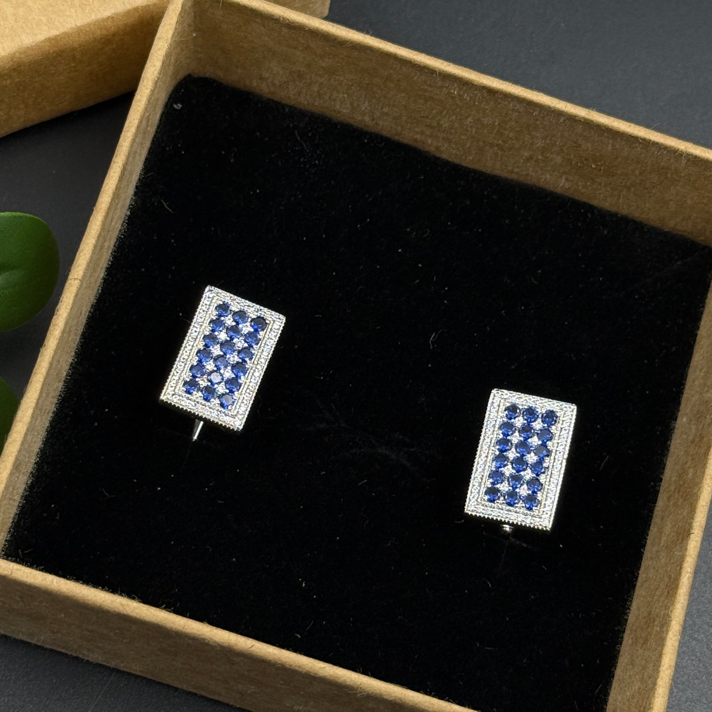 Silver Cufflink - Blue Sapphire Cuffkink for Men