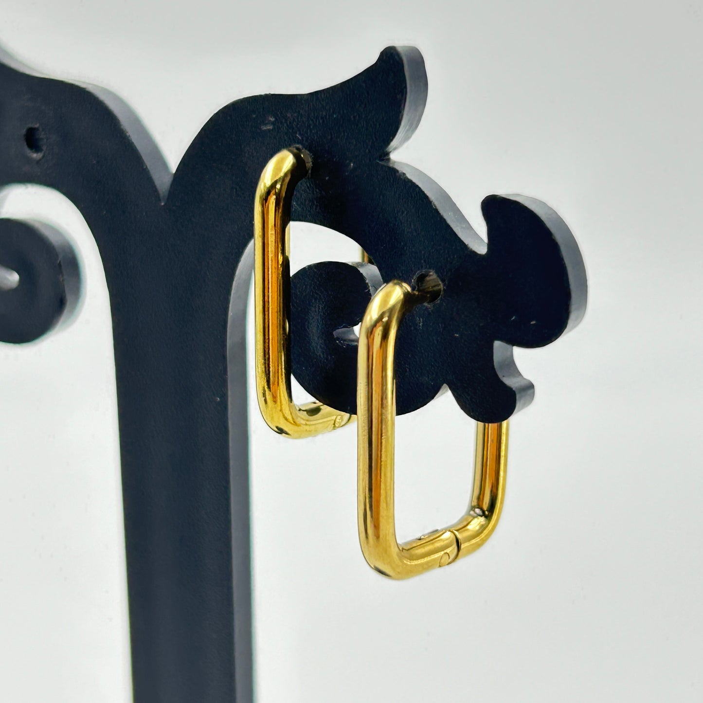 18K Gold Plated Minimal Rectangular Hoop earrings