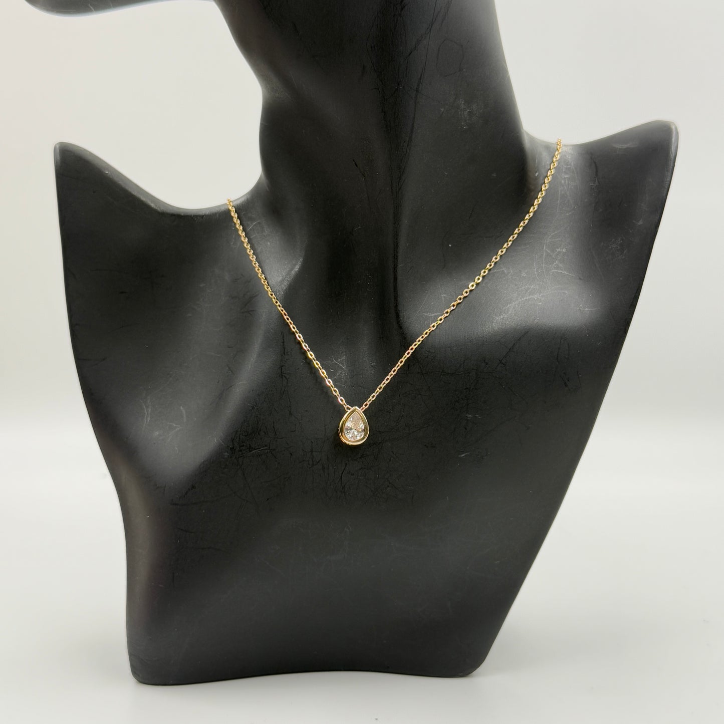 18k Gold Plated Women's Minimal Pendant Bezel Pear