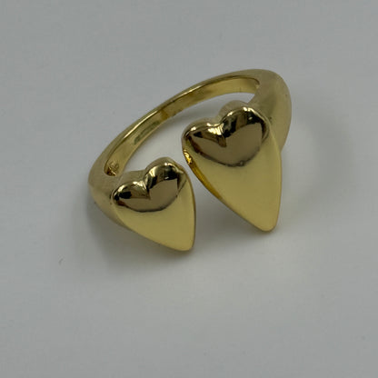 Two Heart Ring 18k White Gold Plated
