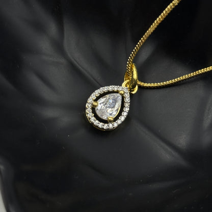 Pear Shape Small Pendant with Earrings Set - 18K Gold Plated Pendant Set