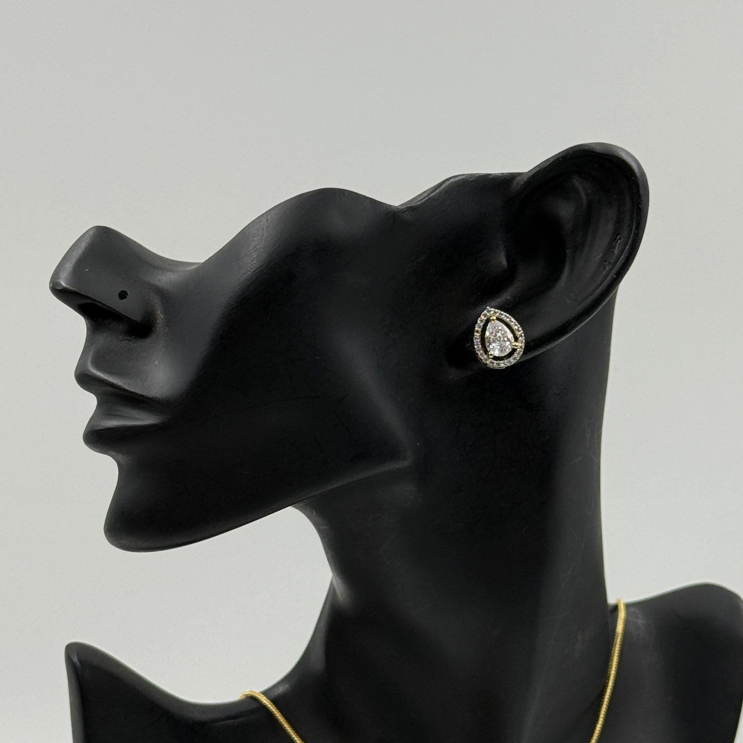 Pear Shape Small Pendant with Earrings Set - 18K Gold Plated Pendant Set