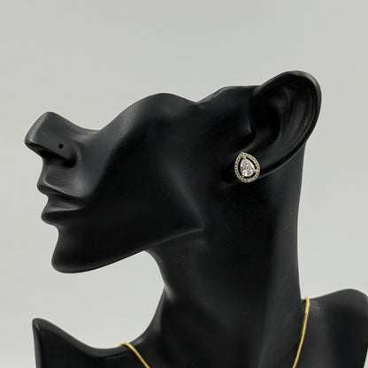 Pear Shape Small Pendant with Earrings Set - 18K Gold Plated Pendant Set