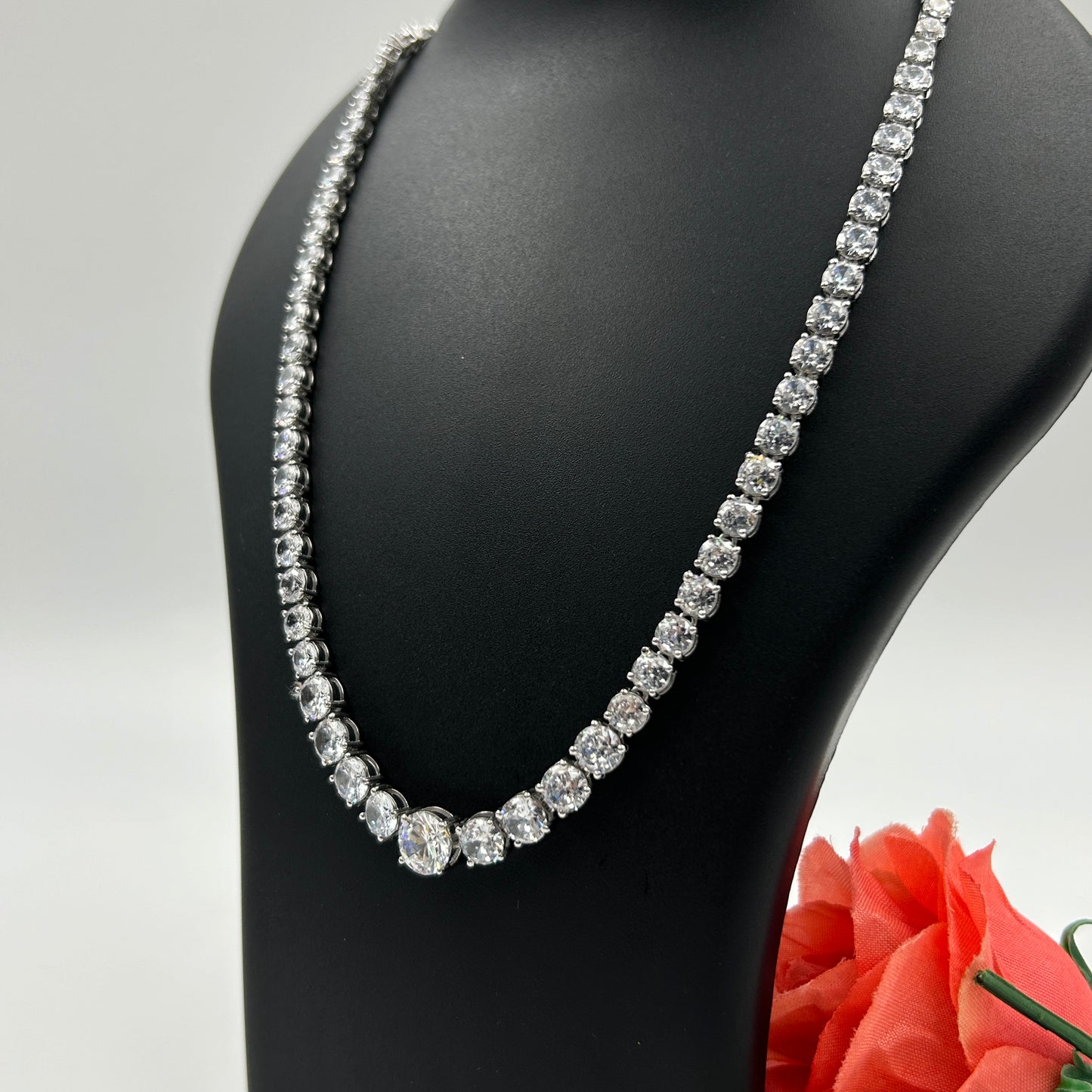 White Gold Zircon Solitaire Necklace