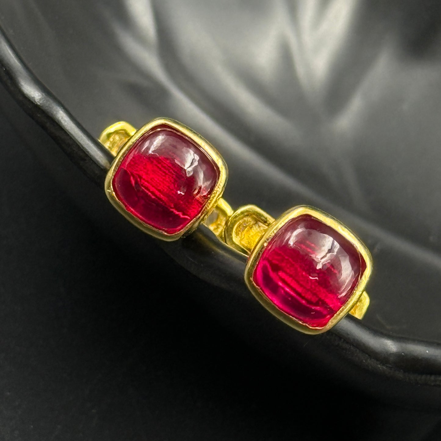 Red Ruby Men's Cufflink - Sterling Silver