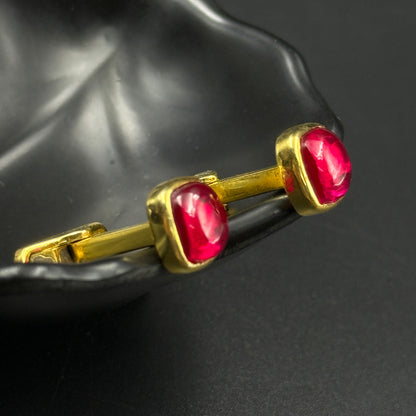 Red Ruby Men's Cufflink - Sterling Silver
