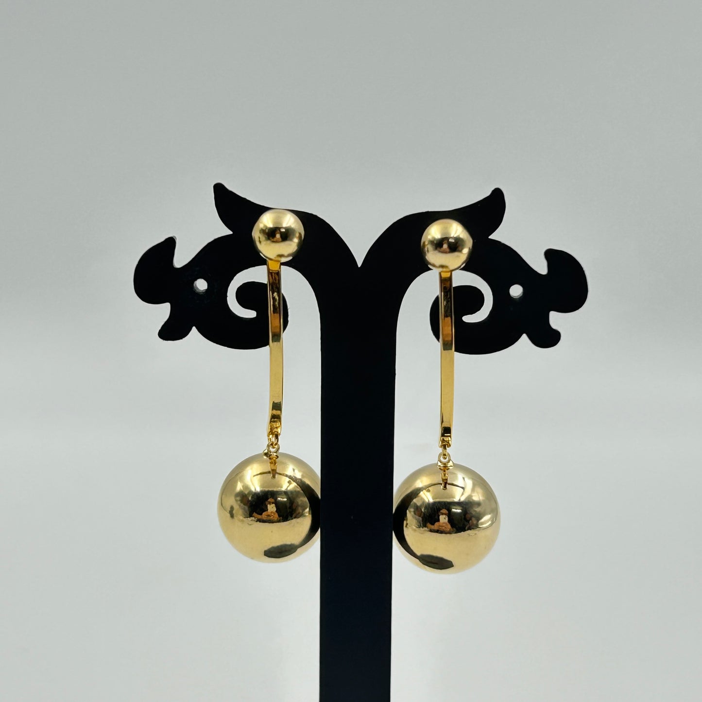 Two in One Earring Stud and Hoop 18K Yellow Gold Plated