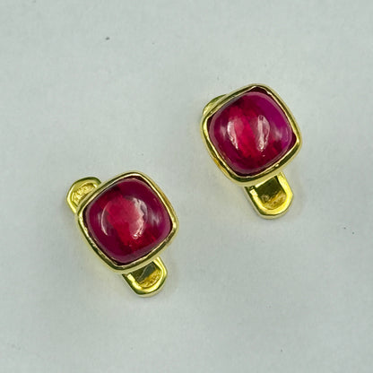 Red Ruby Men's Cufflink - Sterling Silver