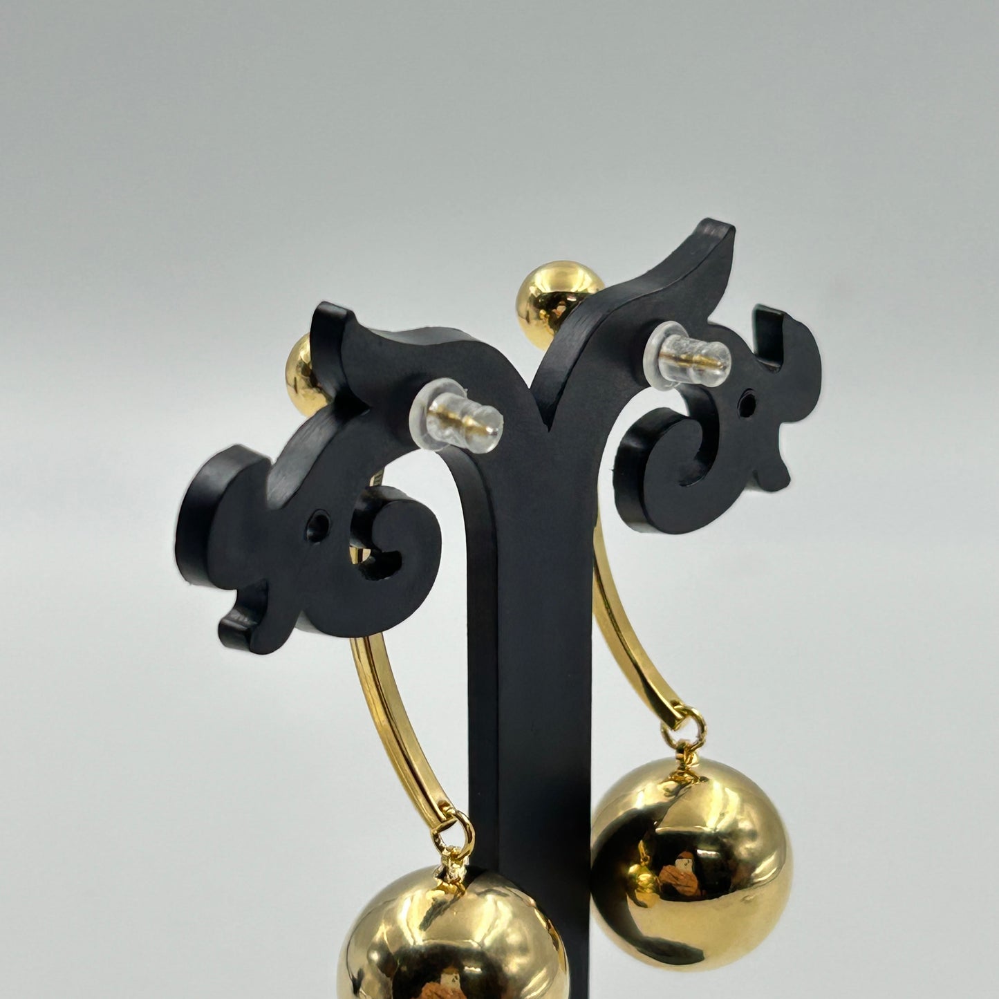 Two in One Earring Stud and Hoop 18K Yellow Gold Plated