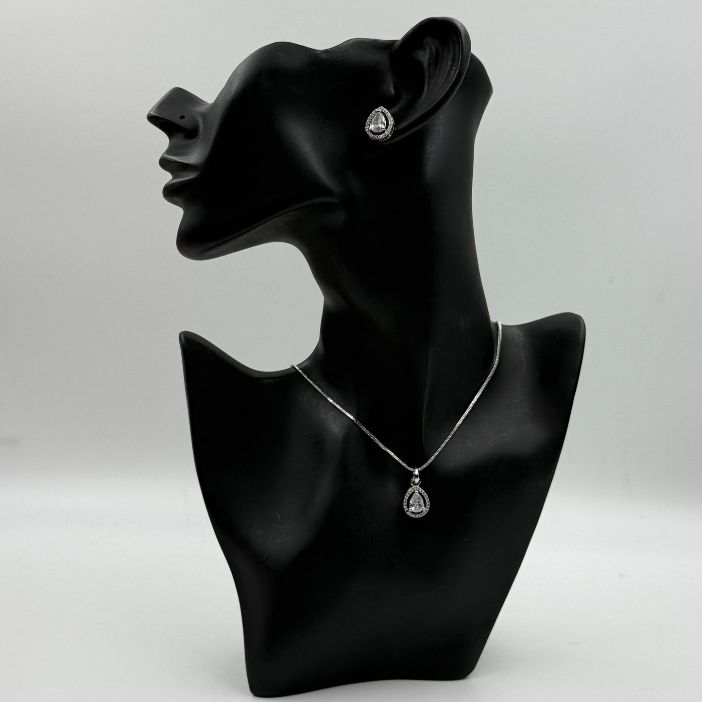 Pear Shape Small Pendant with Earrings Set - 18K Gold Plated Pendant Set