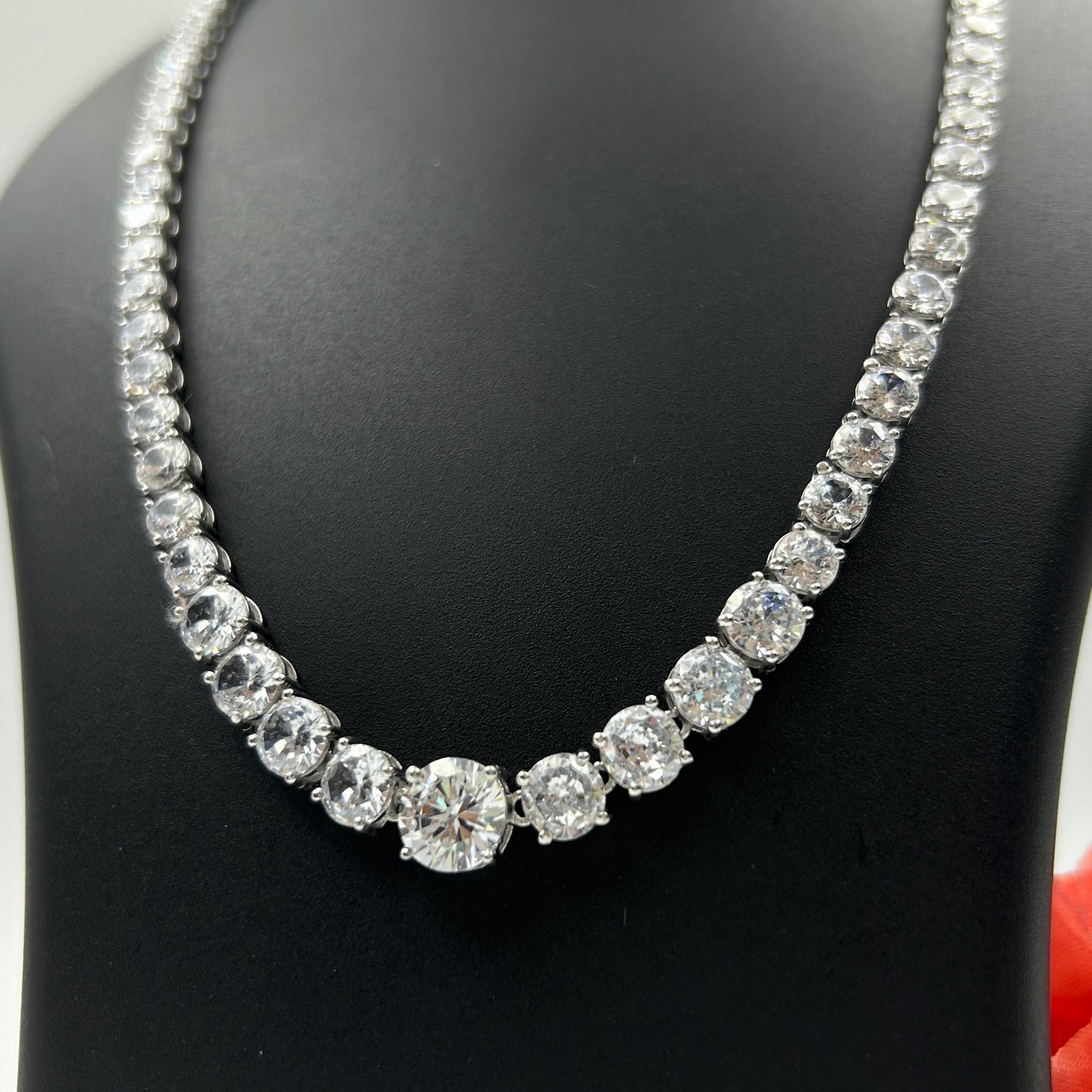 White Gold Zircon Solitaire Necklace