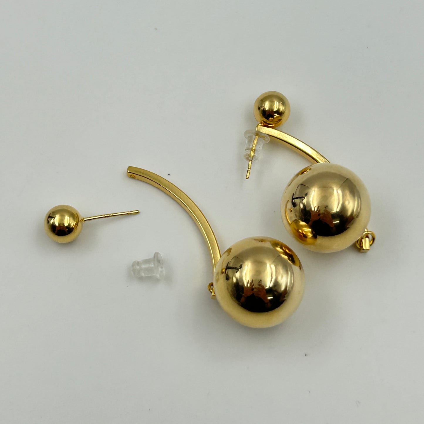Two in One Earring Stud and Hoop 18K Yellow Gold Plated