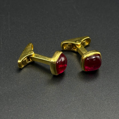 Red Ruby Men's Cufflink - Sterling Silver