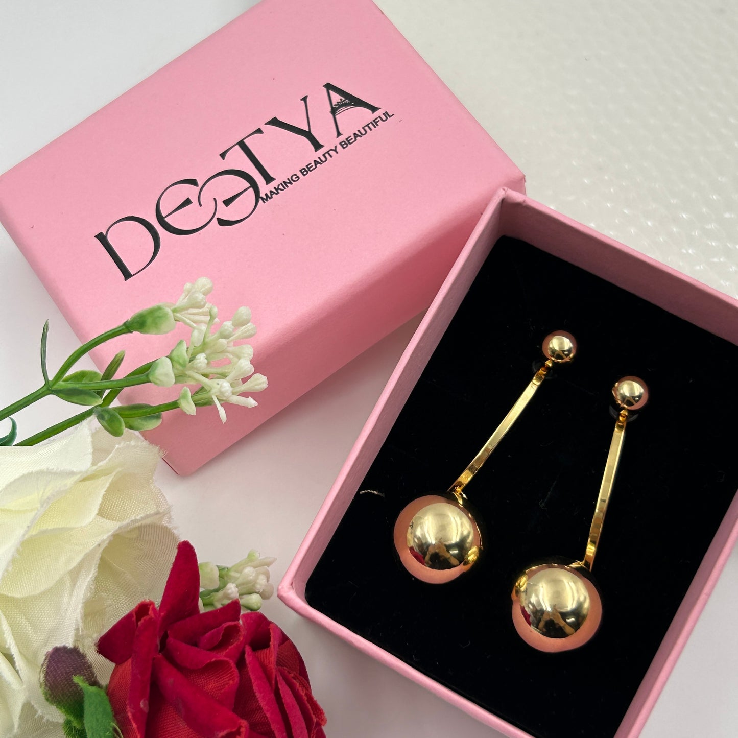 Two in One Earring Stud and Hoop 18K Yellow Gold Plated